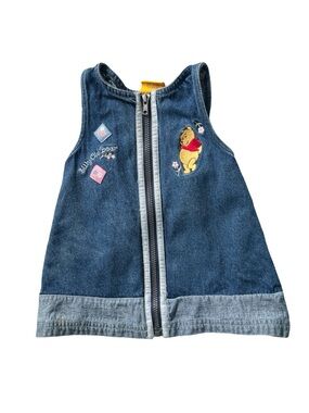 Vintage Disney Pooh Embroidered Denim Dress Silly Old Bear Baby Girls size 18M